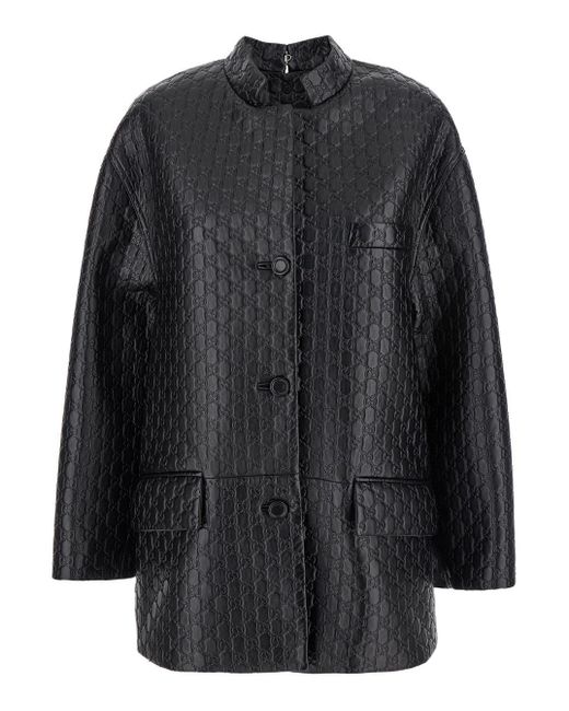 Gucci Black Jacket With Embossed All-Over Gg Logo for men