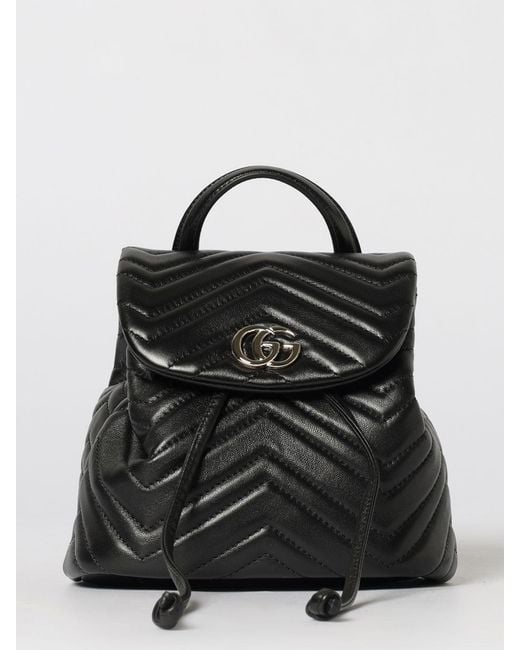 Gucci Black Gg Marmont Chevron Quilted Nappa Backpack