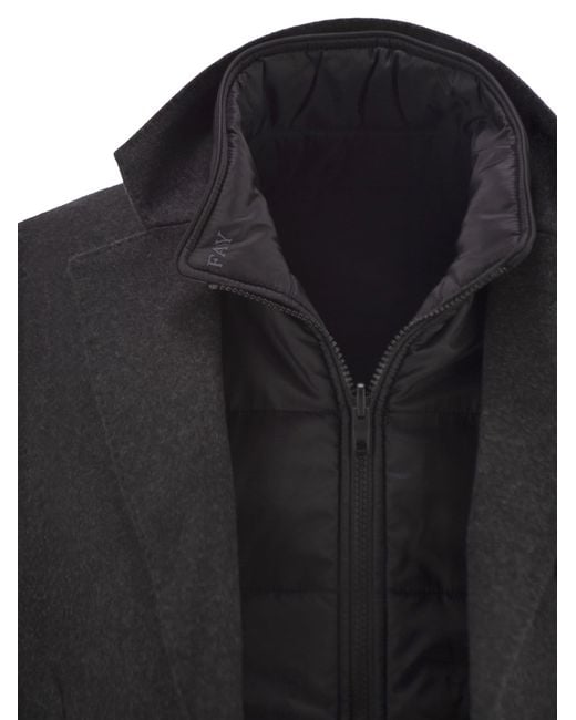Fay Black Double Coat for men