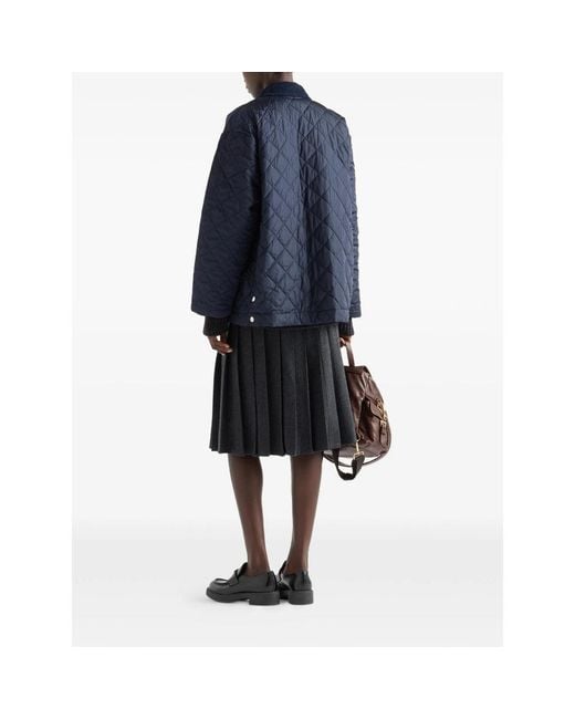 Prada Blue Re-Nylon Triangle-Logo Quilted Jacket