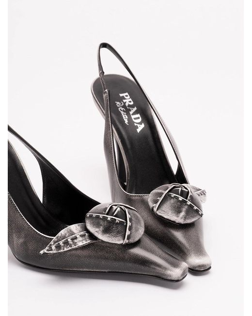 Prada White Leather Slingback Pumps