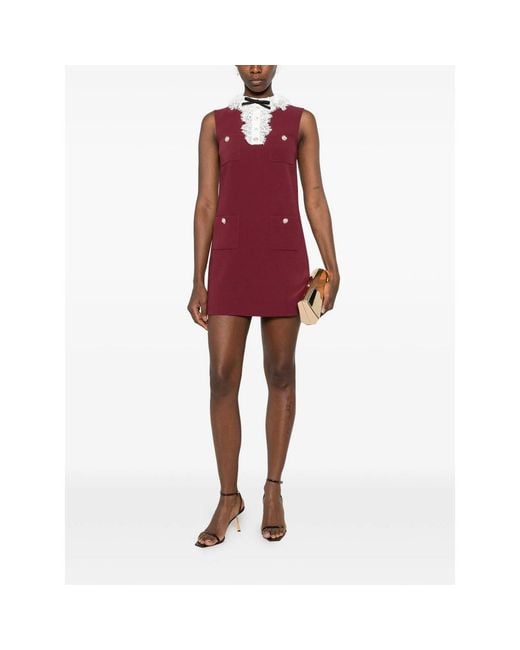 Self-Portrait Red Dress With Lace Trim