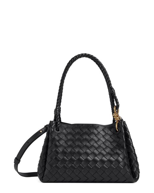 Bottega Veneta Black 'Parachutte' Shoulder Bag With Knot Detail And Intrecciato Motif for men