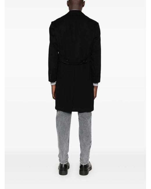 Kiton Black Double-Breasted Coat for men