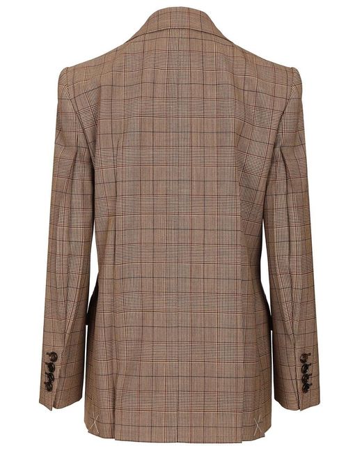 Chloé Brown Tailored Double-Breasted Checked Wool Jacket