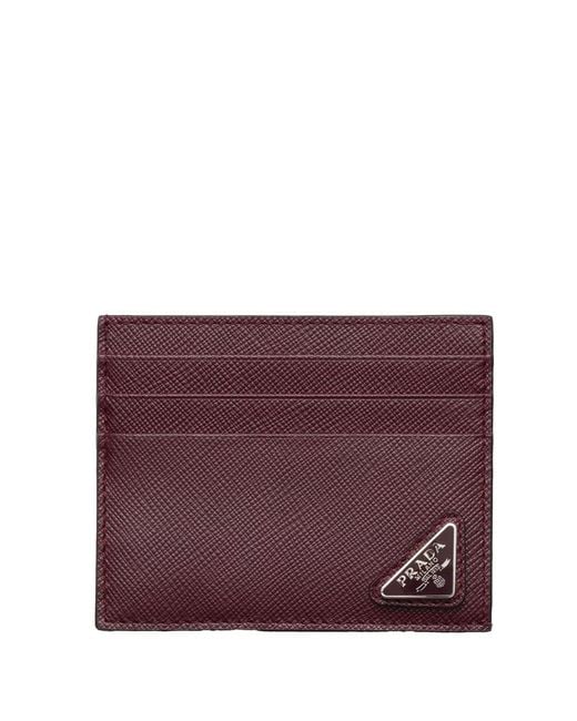 Prada Purple Saffiano Leather Card Holder for men
