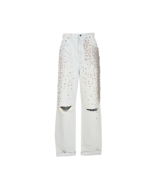 Golden Goose Deluxe Brand White Kim Denim Crystals Jeans