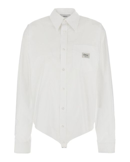 Coperni White Bodysuit With Classic Collar And Logo Patch On The Front for men