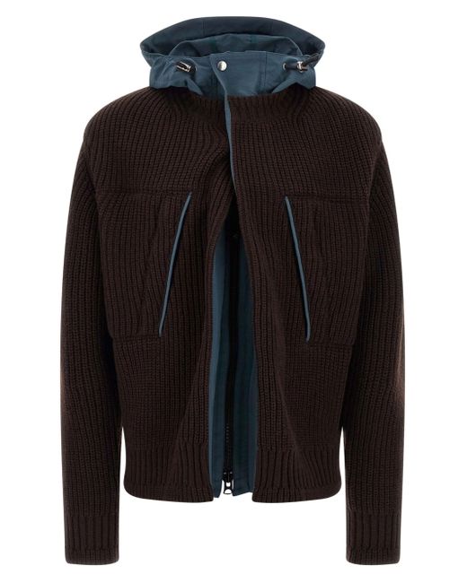 Sacai Black Cardigan With Nylon Inserts for men