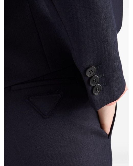 Prada Blue Wool Tailored Trousers