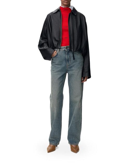 Loewe Black Lamb Nappa Jacket With Asymmetric Draping