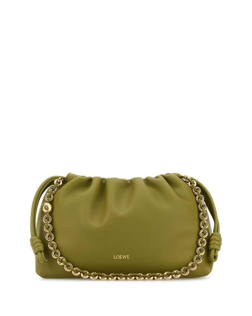 Loewe Green Sage Nappa Leather Medium Flamenco Clutch