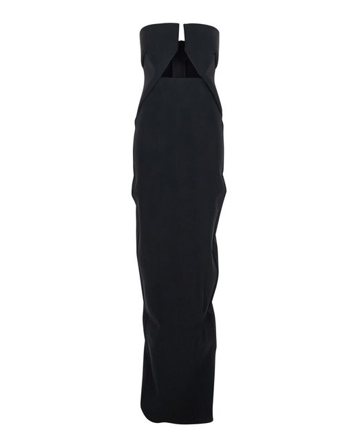Rick Owens Women's Black Long Dress With Front Neckline And Back Zip  Closure - www.benaras.co