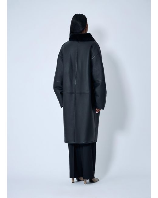 Totême Blue Shearling Wrap Coat
