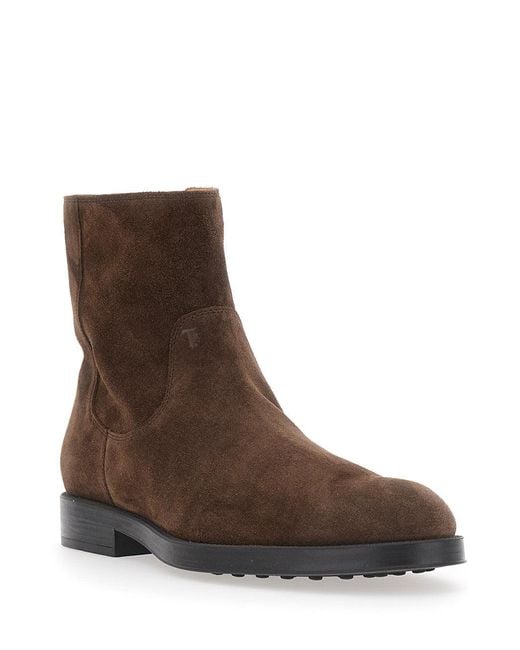 Tod's Brown Ankle Boot With Zip for men