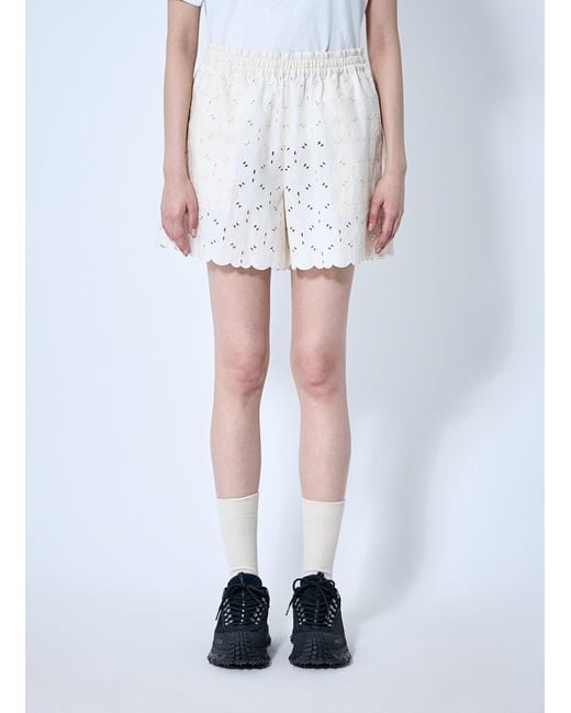 Moncler White Logo Patch Shorts