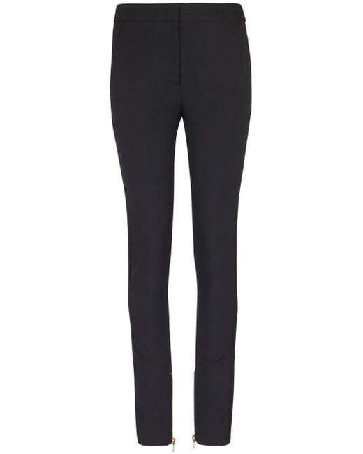Balmain Black Zipped Satin Slim Pants