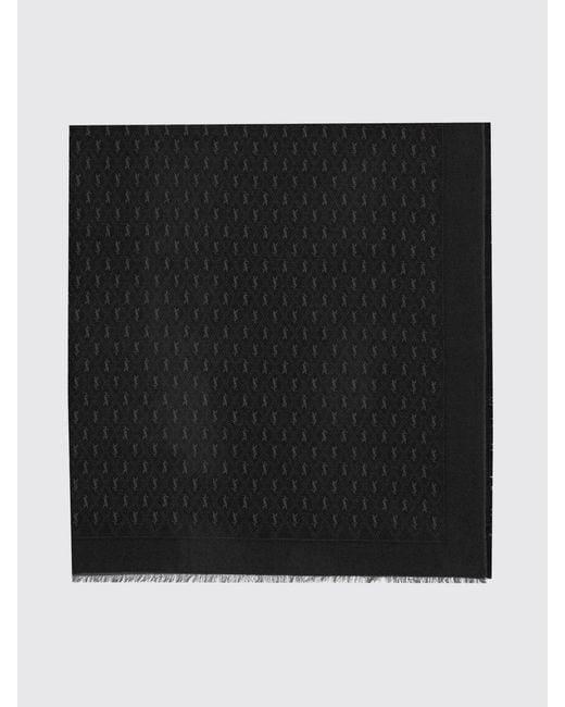 Saint Laurent Black Ysl Monogram Jacquard Scarf for men
