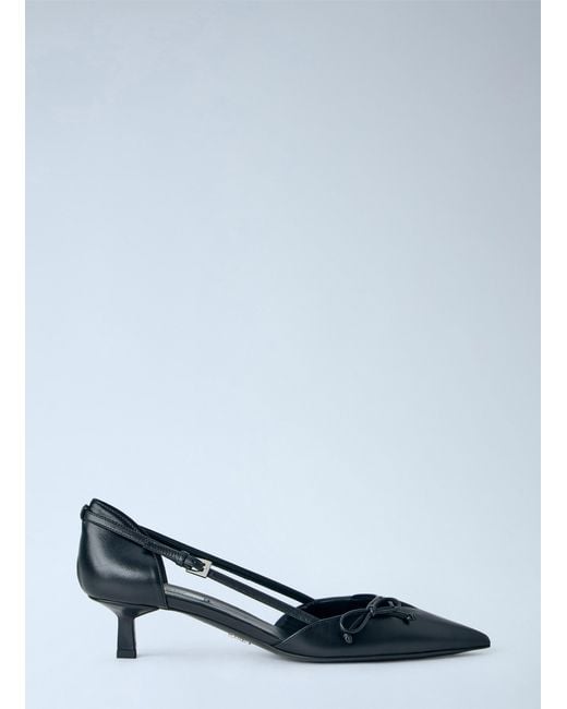 Prada Blue Side-Open Leather Pumps
