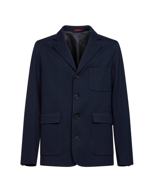 Gucci Blue Dark Cotton Jersey Single-Breasted Jacket for men