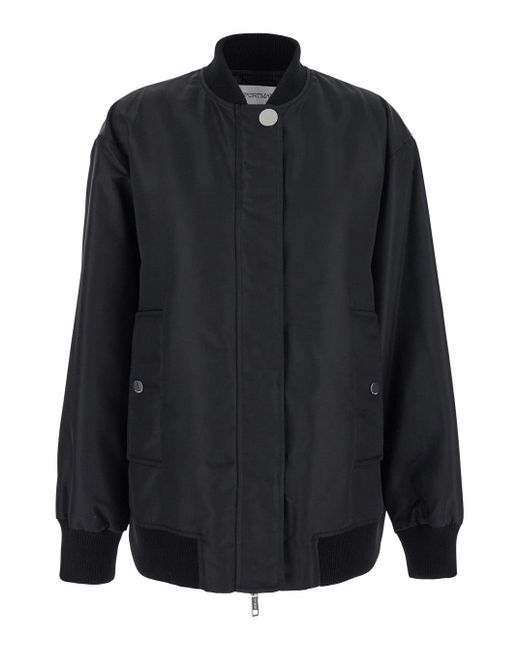 Sportmax Black 'Agape' Bomber Jacket With Concealed Zip Closure