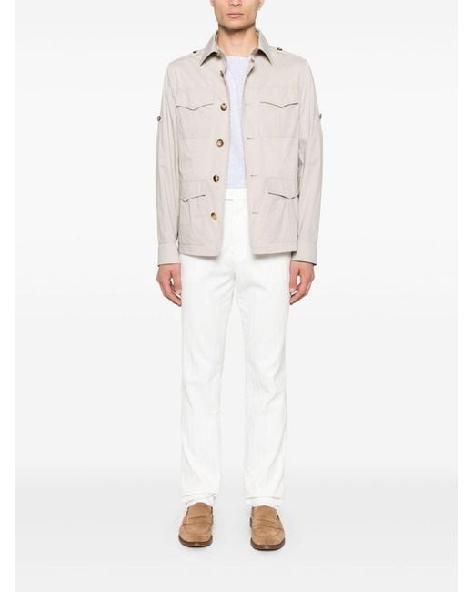 Brunello Cucinelli White Multi-Pocket Jacket for men