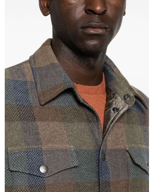 Etro Gray Wool Checked Shirt for men