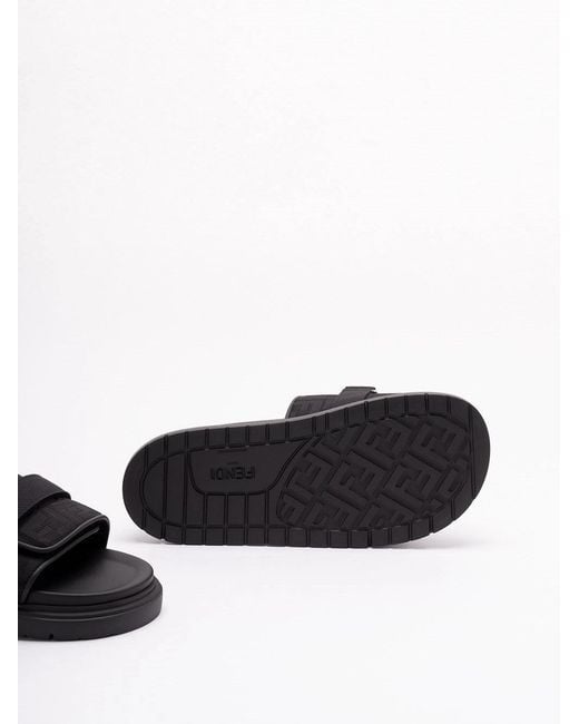 Fendi Black 'Ff' Slides for men