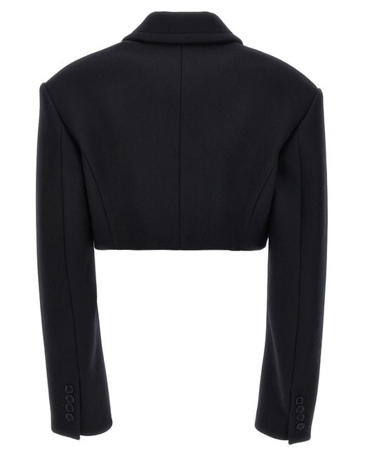 Stella McCartney Black Cropped Wool Jacket With Button Closure