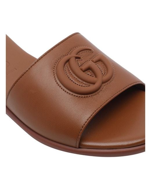 Gucci Brown Double G Flat Sandals