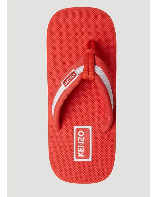KENZO Red Logo Patch Flip Flops