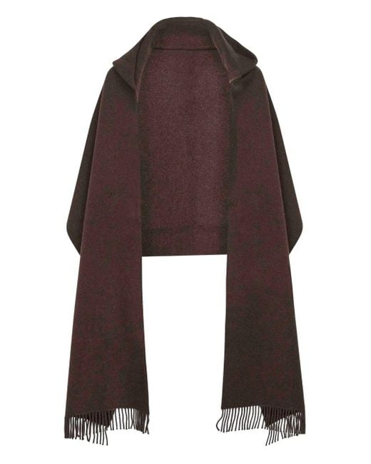Brunello Cucinelli Brown Wool And Cashmere Hooded Scarf
