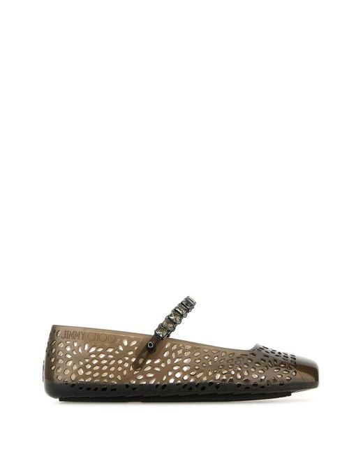 Jimmy Choo White Slate Rubber The Jelly Ballerinas