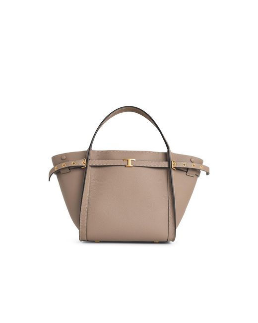 Tod's Metallic 'Shopping Tim' Small Lear Bag
