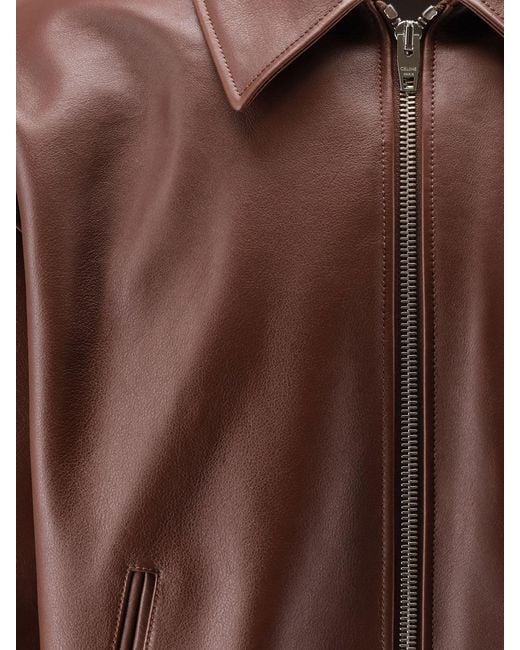 Céline Brown Teddy Leather Jacket for men