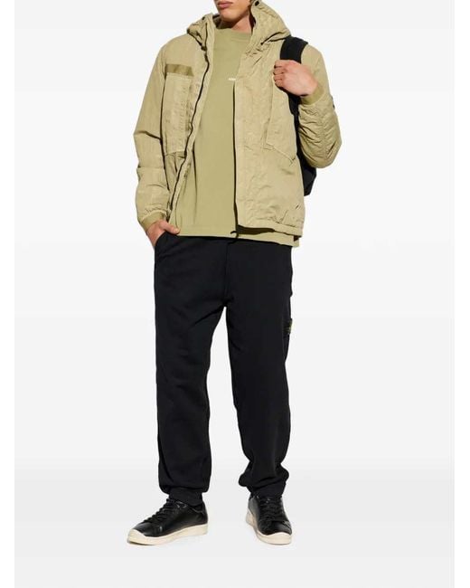 Stone Island Natural Hooded Jacket With Brand Logo Patch for men