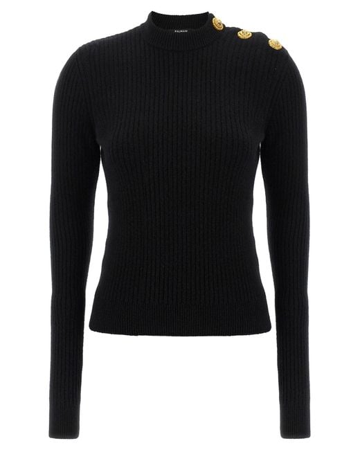 Balmain Black Ribbed Sweater