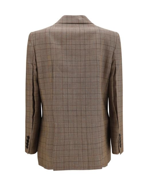 Chloé Brown Chloé Checked Double-Breasted Blazer