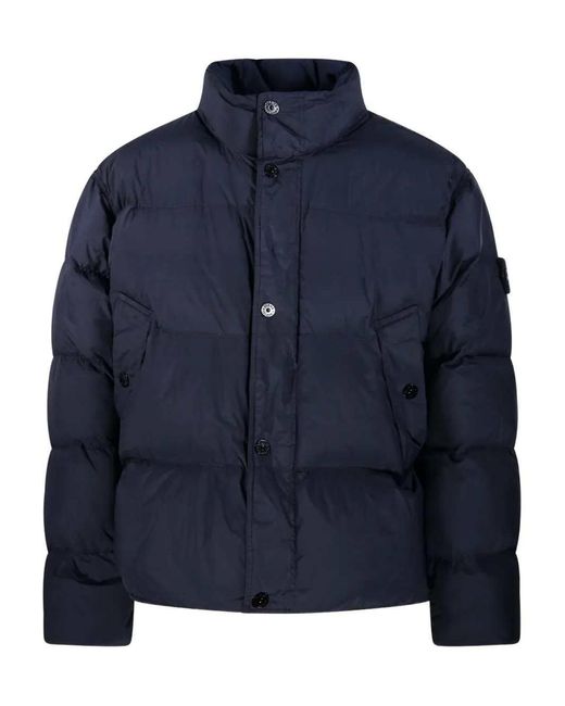 Stone Island Blue Button-Up Jacket for men
