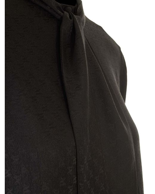 Palm Angels Black Monogram Silk Blouse