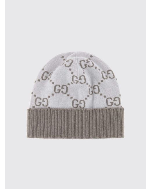 Gucci Gray Gg Jacquard Monogram Cashmere Hat