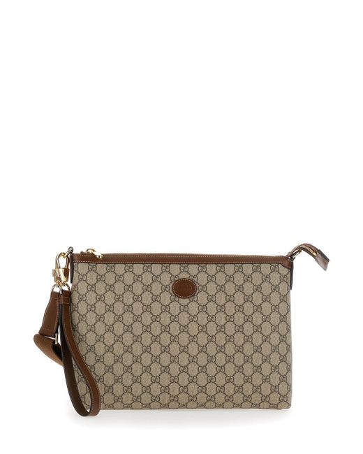 Gucci Gray And Ebony Pouch With Gg Patch for men