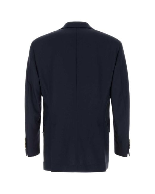Brunello Cucinelli Blue Wool Blazer for men
