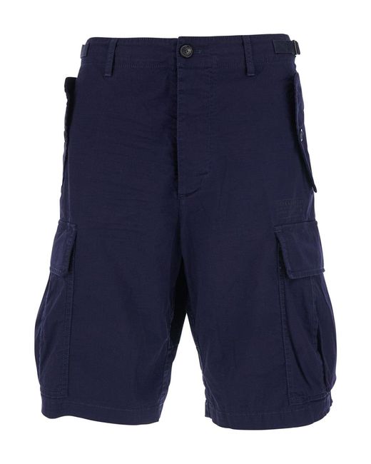 DSquared² Blue Shorts With Wide Leg And Four Flap Pockets With Buttons for men