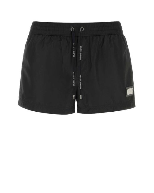 Dolce & Gabbana Black Polyester Swimming Shorts for men