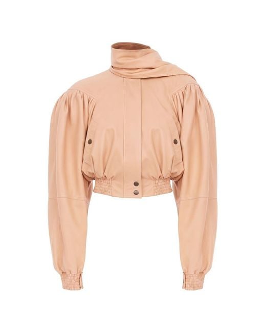 Chloé Pink Scarfed Leather Jacket