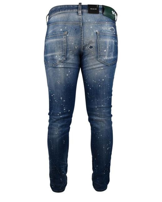 DSquared² Blue Slim-Fit Distressed Denim Jeans With Signature Details for men