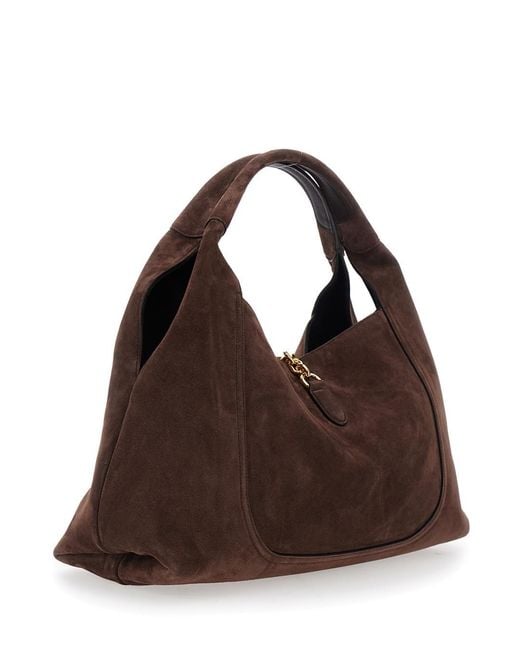 Gucci Brown Shoulder Bag 'Softbit Large' With Horsebit Closure