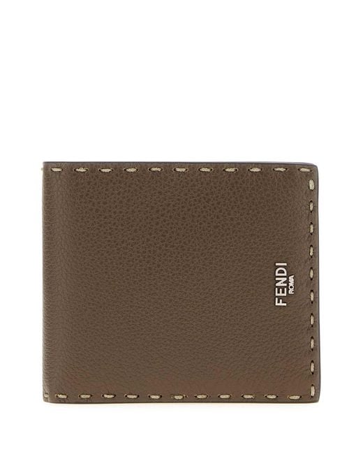 Fendi Brown Mud Leather Wallet for men