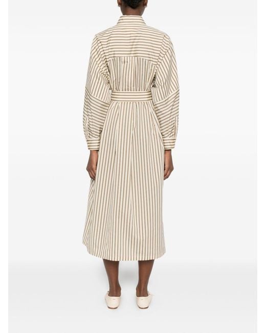 Max Mara Natural Striped Silk Blend Dress